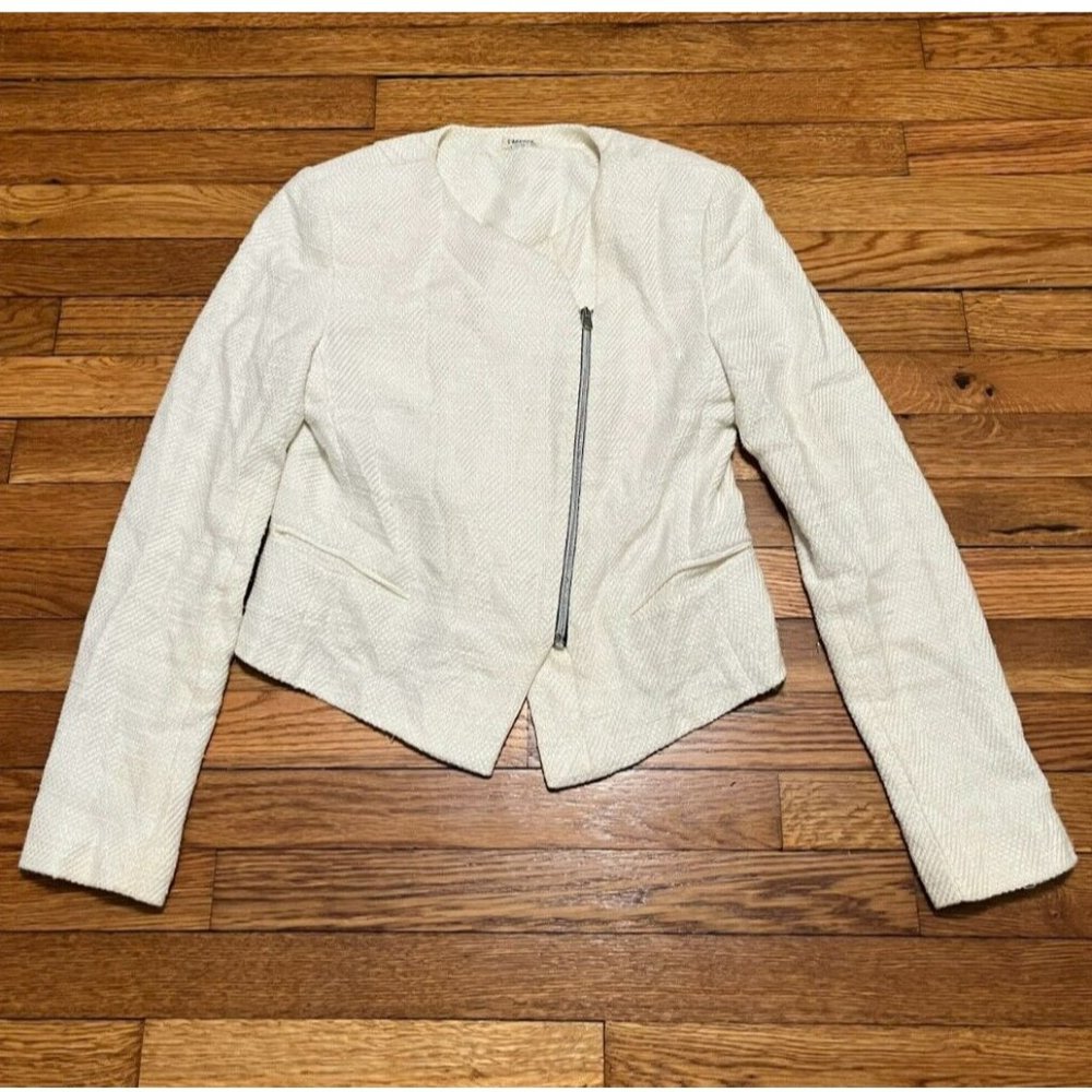 L’AGENCE White Evening Jacket Tweed Knit Women's Size 4 Small Blazer Coat